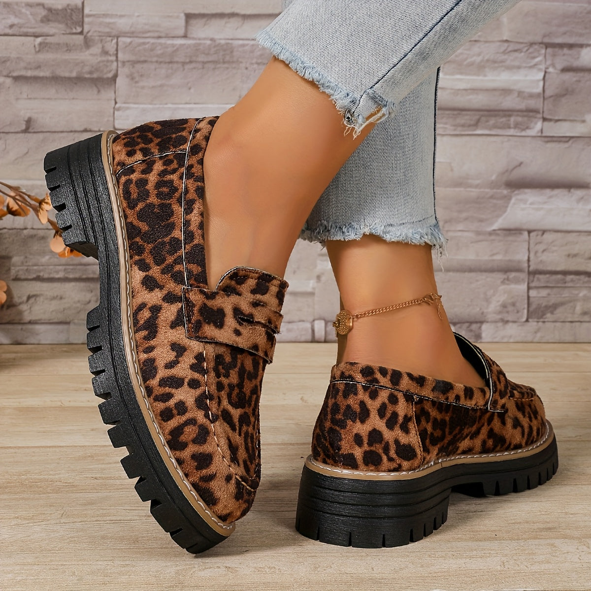 All Nations Emporium Leopard Print Penny Loafers Slip On