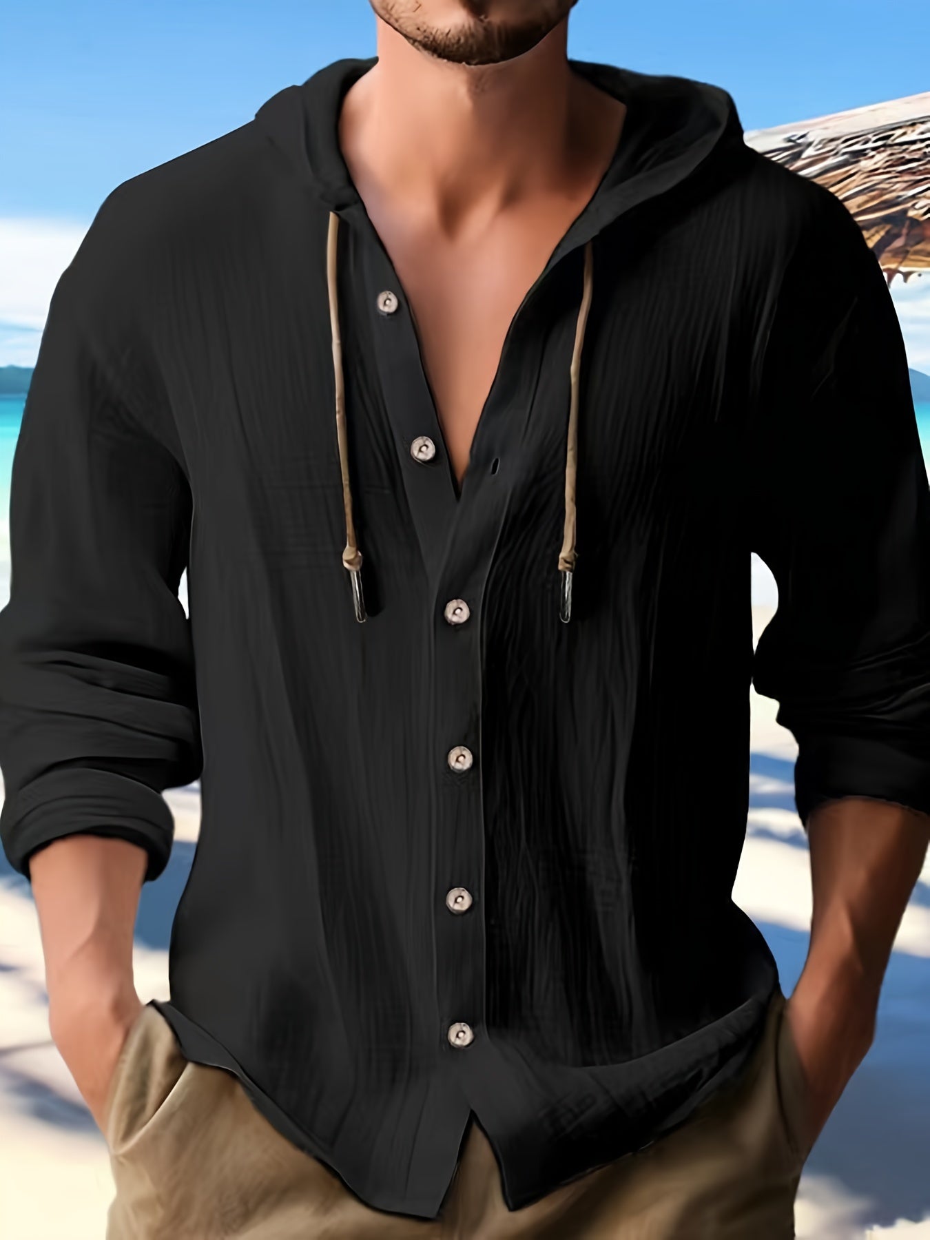 SCACTO Hooded Mens Sports Casual Shirt For Weekend Wear