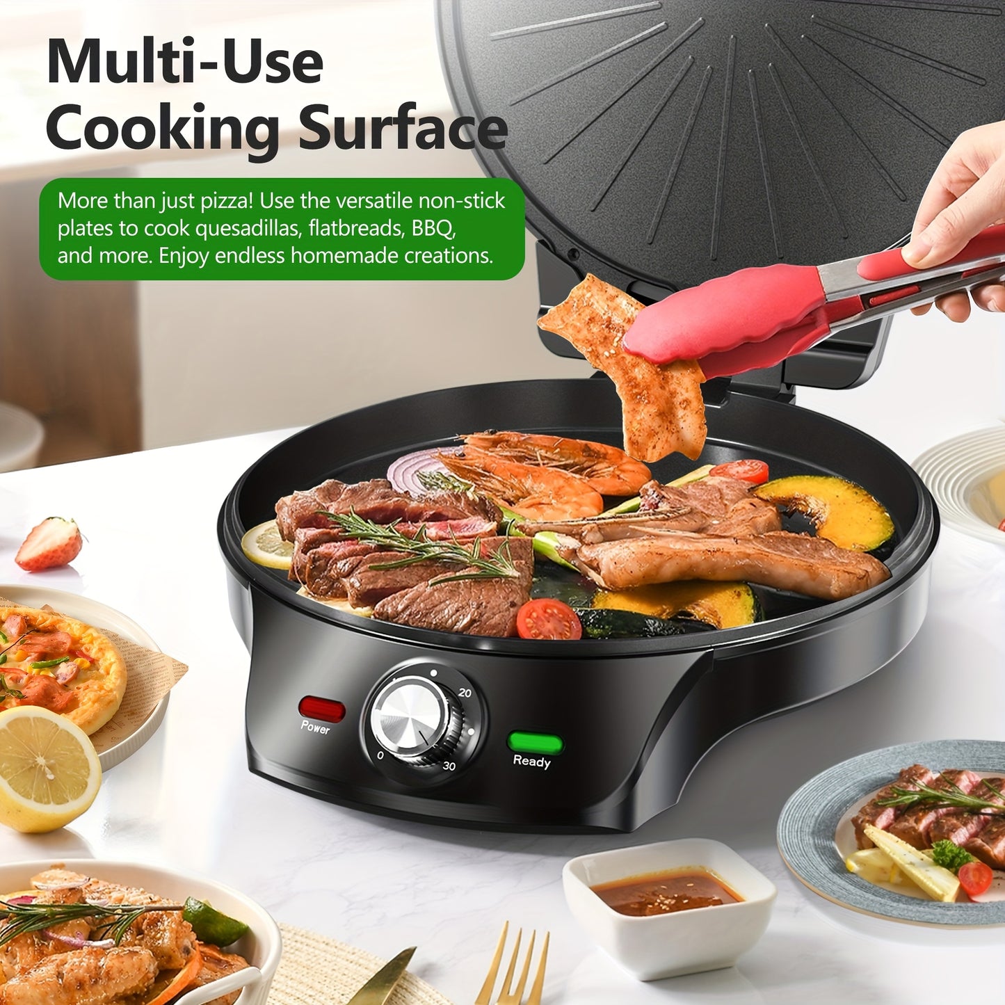 CACHOO 1500W Electric Smokeless Indoor Grill Pizza Maker