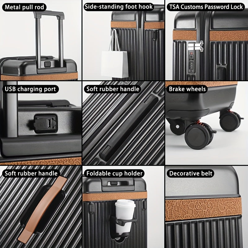 Capacity TSA Lock Suitcase With USB Port And 360 Wheels