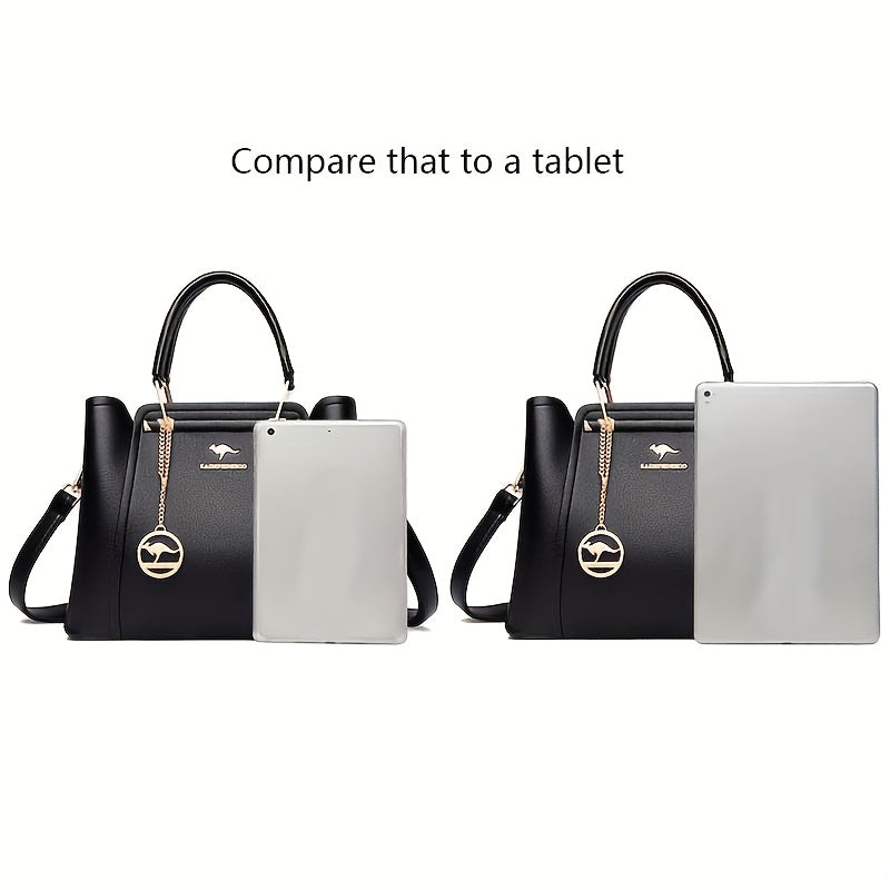 Nylon Convertible Crossbody Tote Bag With Golden Hardware