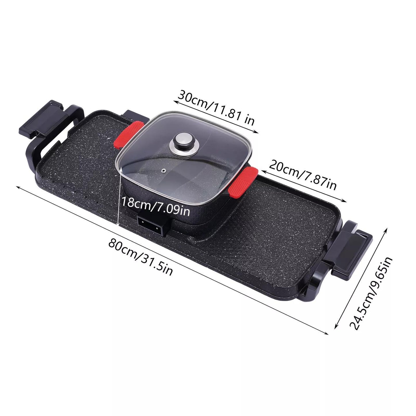 GDRASUYA10 2In1 Electric Grill And Hot Pot Smokeless