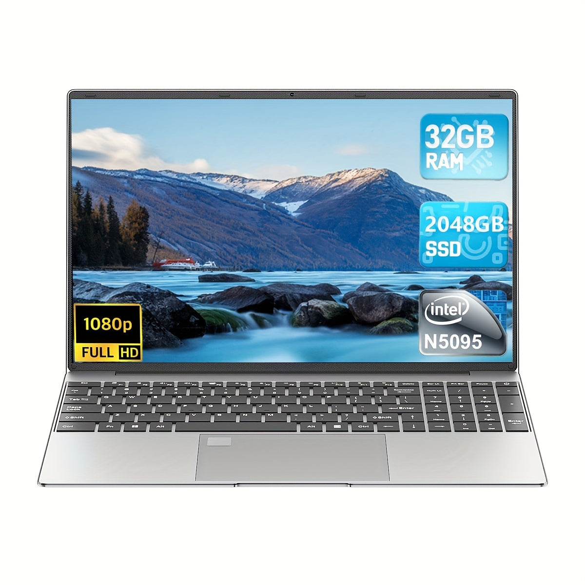 Celeron N5095 Laptop 32GB RAM 2TB SSD Privacy Camera