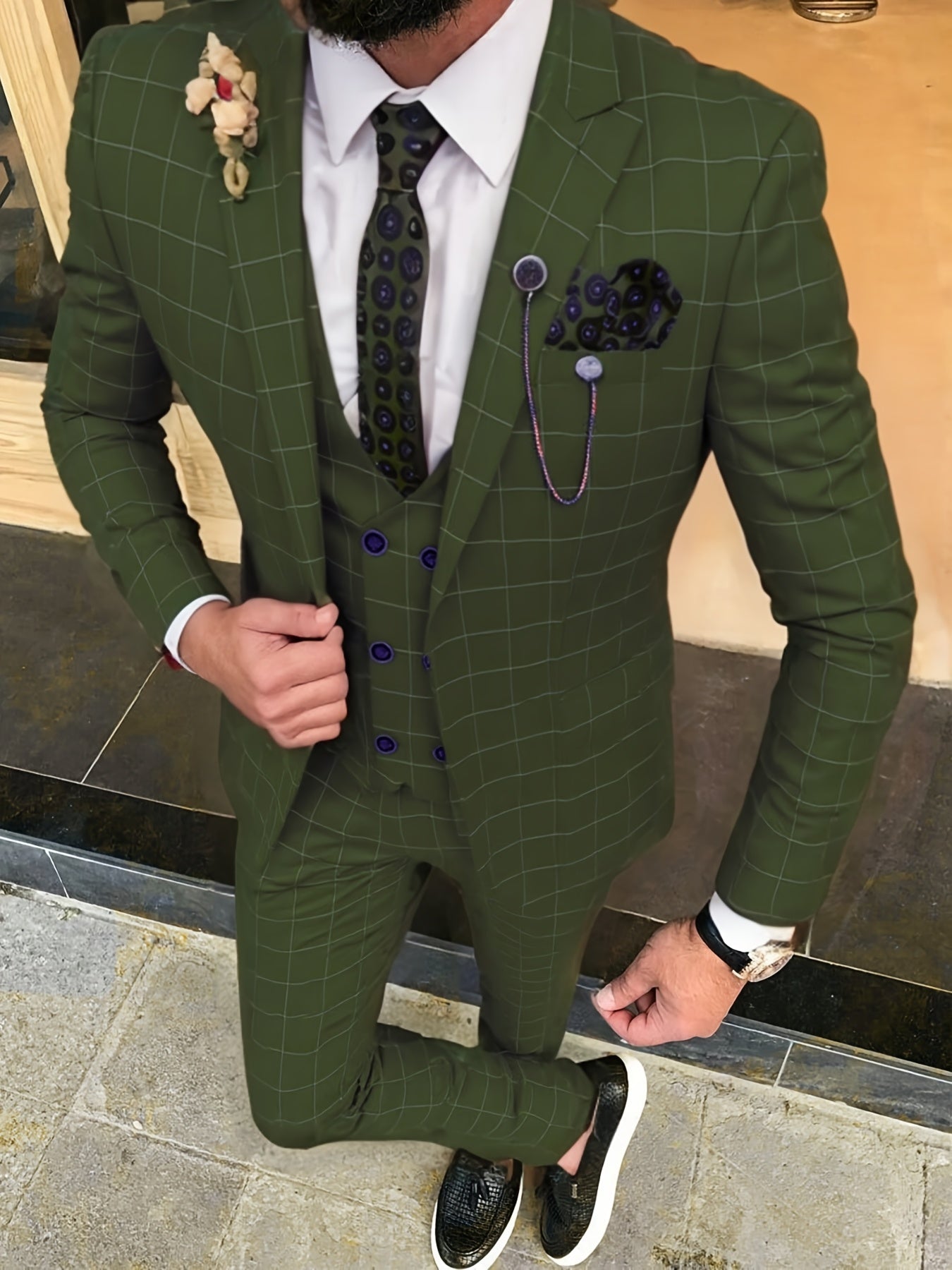 Mens Stylish 3Piece Suits For Formal Wedding Bestman Prom