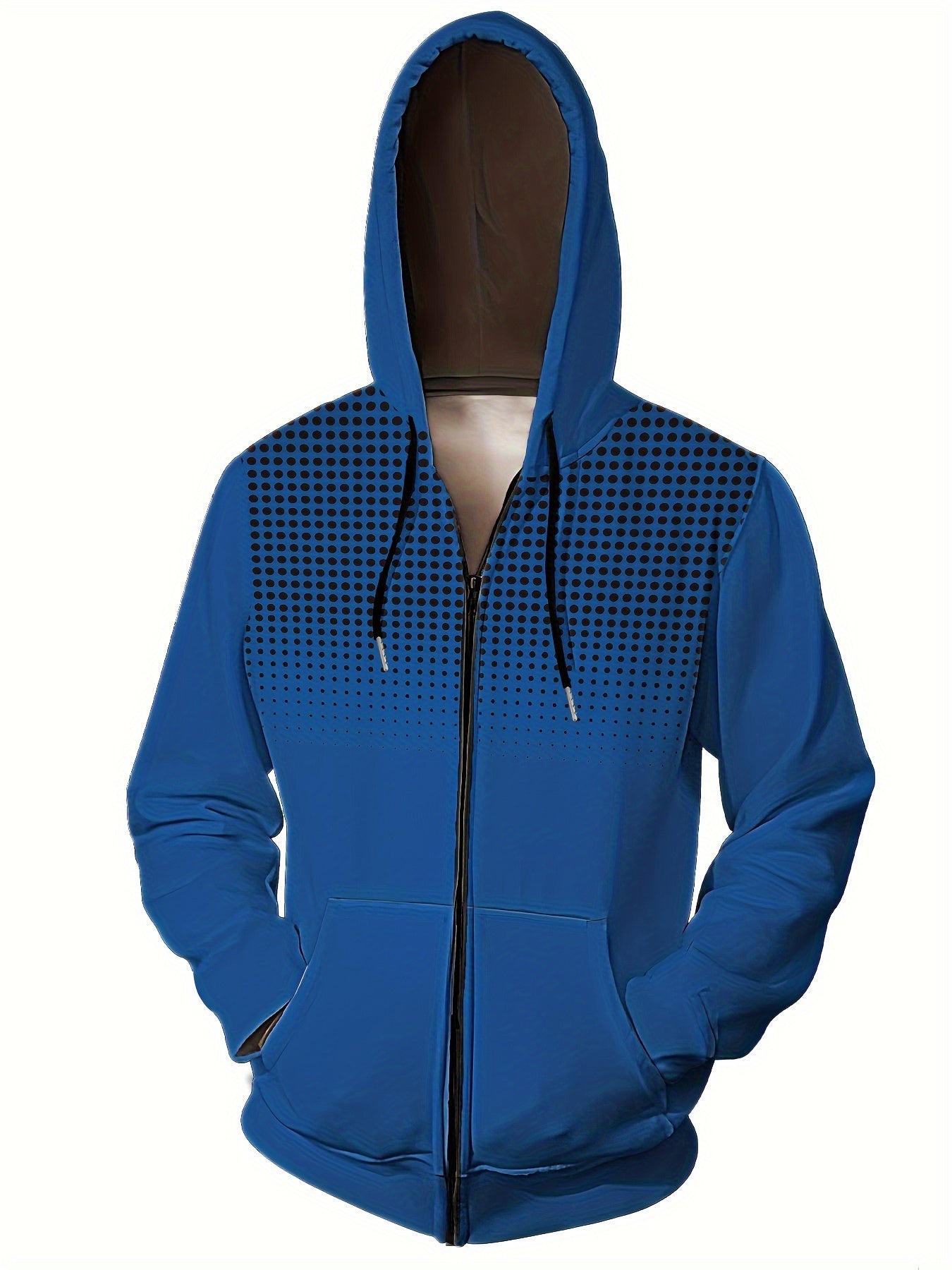 Men's Hooded Zip Up Hoodie Polka Dot Print Machine Washable