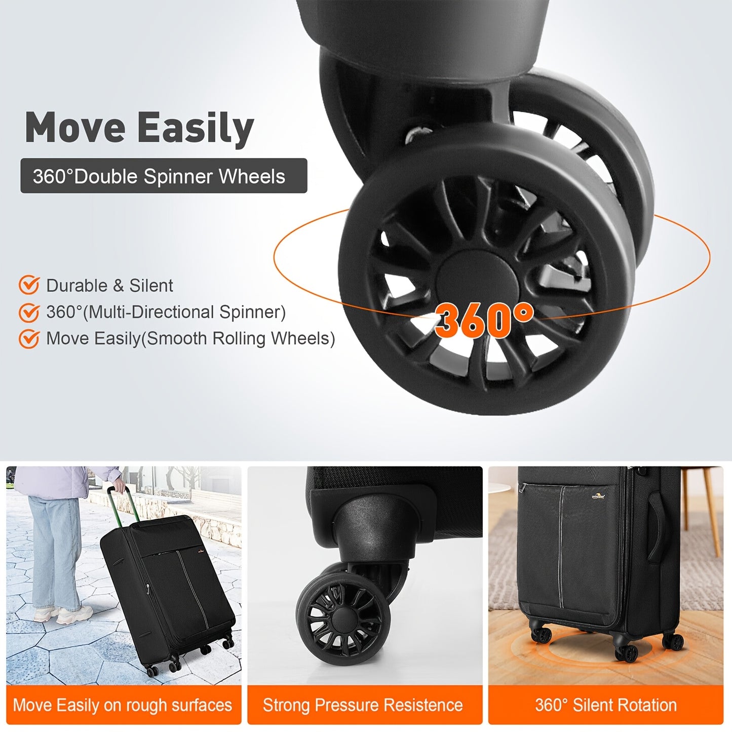 Luckyermore Suitcase Set 3 Piece With Spinner Wheels