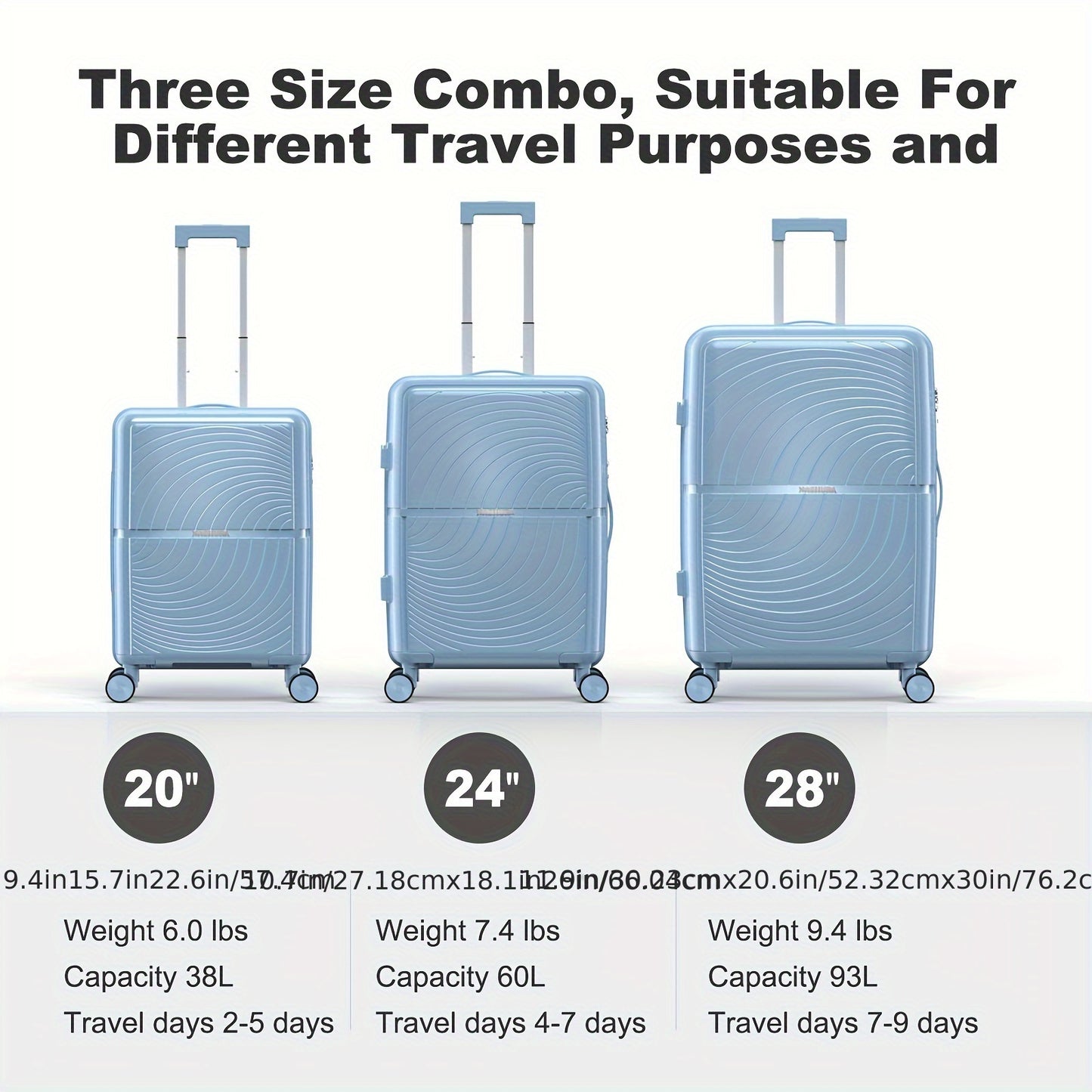 Nazhura 3 Piece Hardside Luggage Set Premium Travel Gear