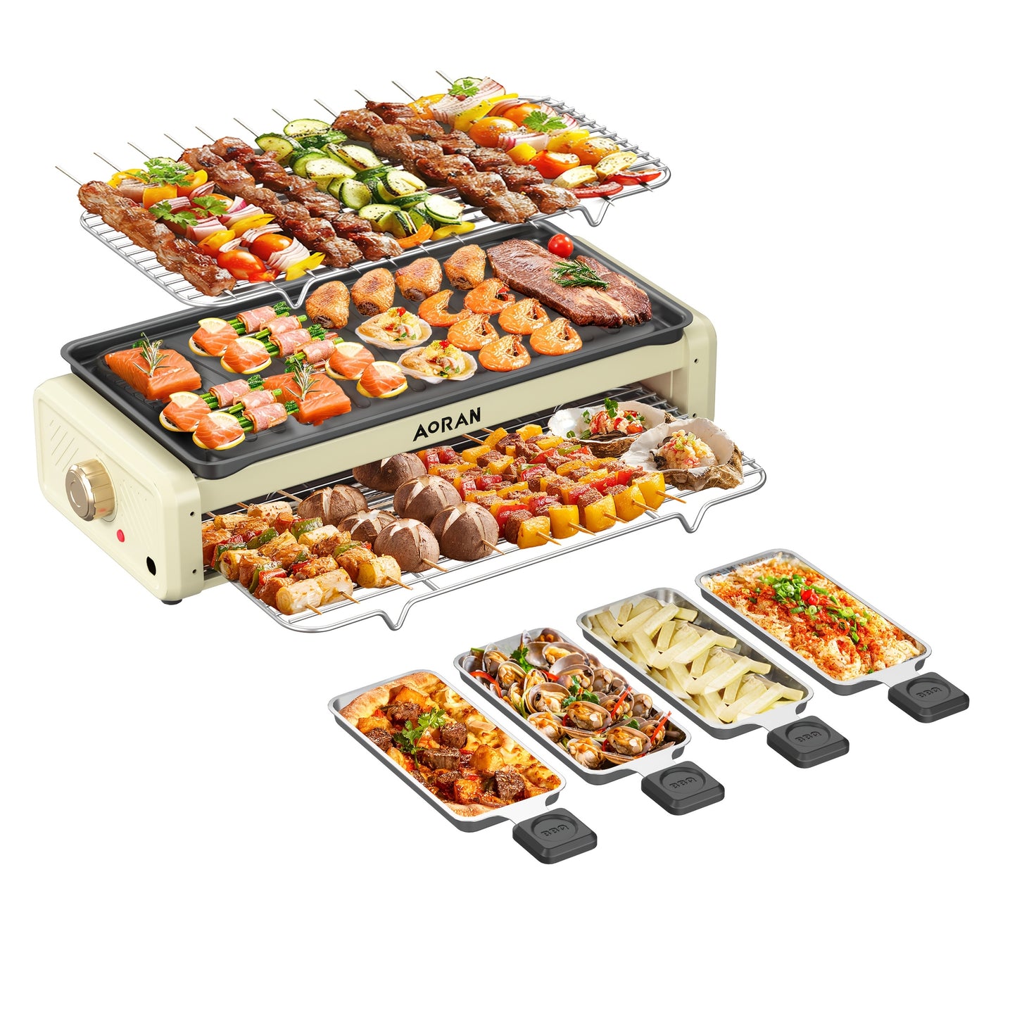 Aoran Electric Frying Pan Nonstick With Detachable Grid