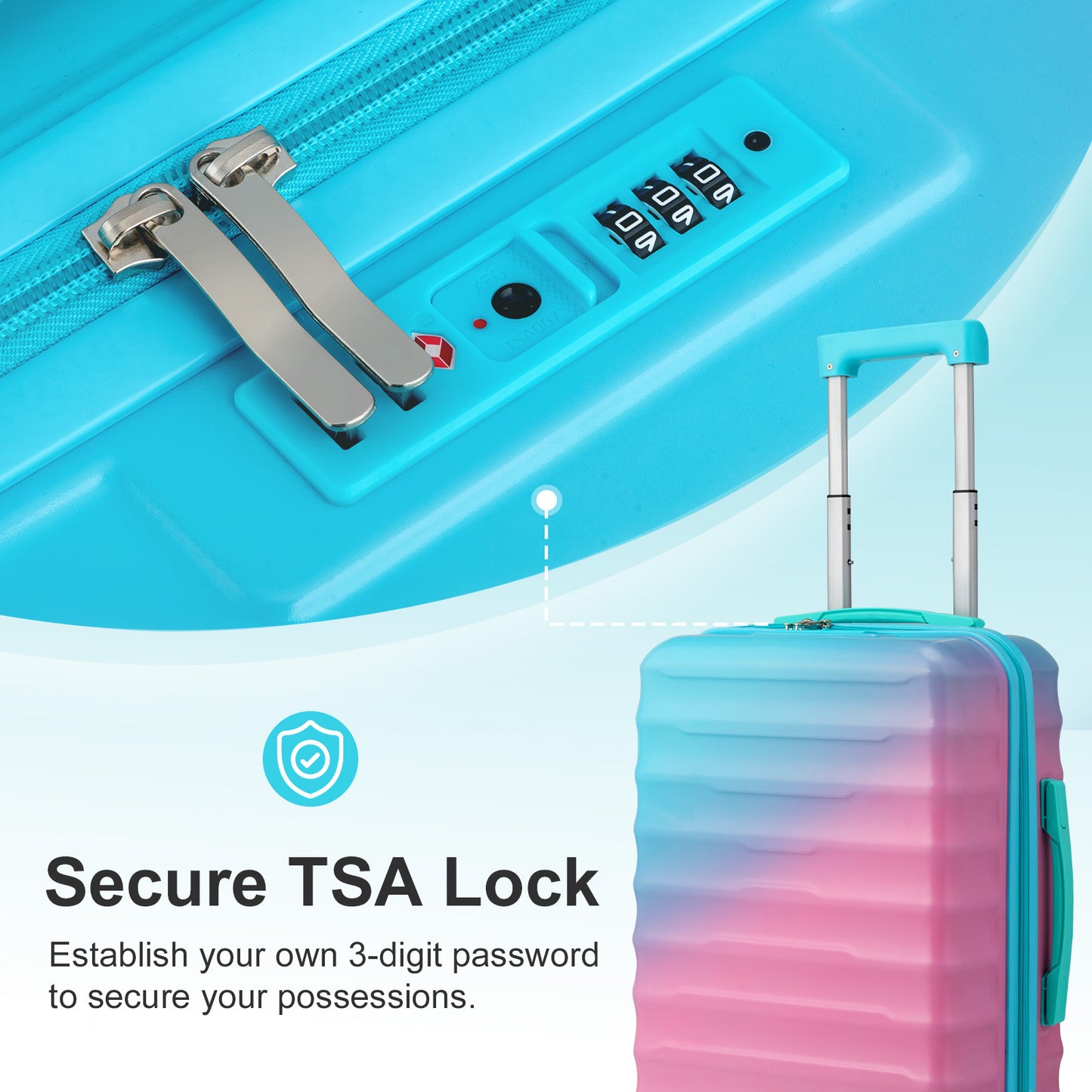 LEADZM Gradient Luggage Set ABS Hardshell Spinner TSA Lock