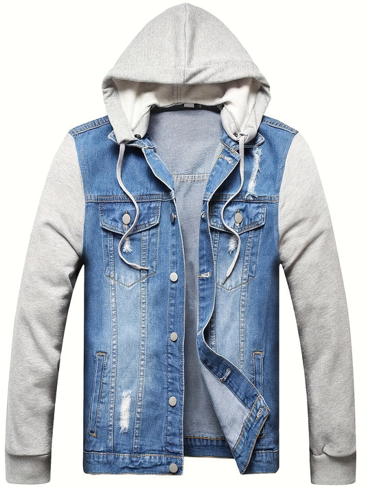 Keevoom Denim Hooded Jacket Loose Fit Streetwear Coat