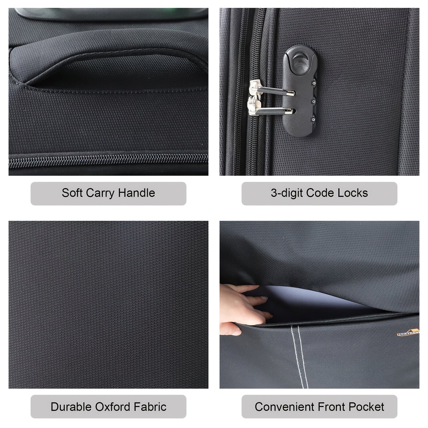 Luckyermore Suitcase Set 3 Piece With Spinner Wheels