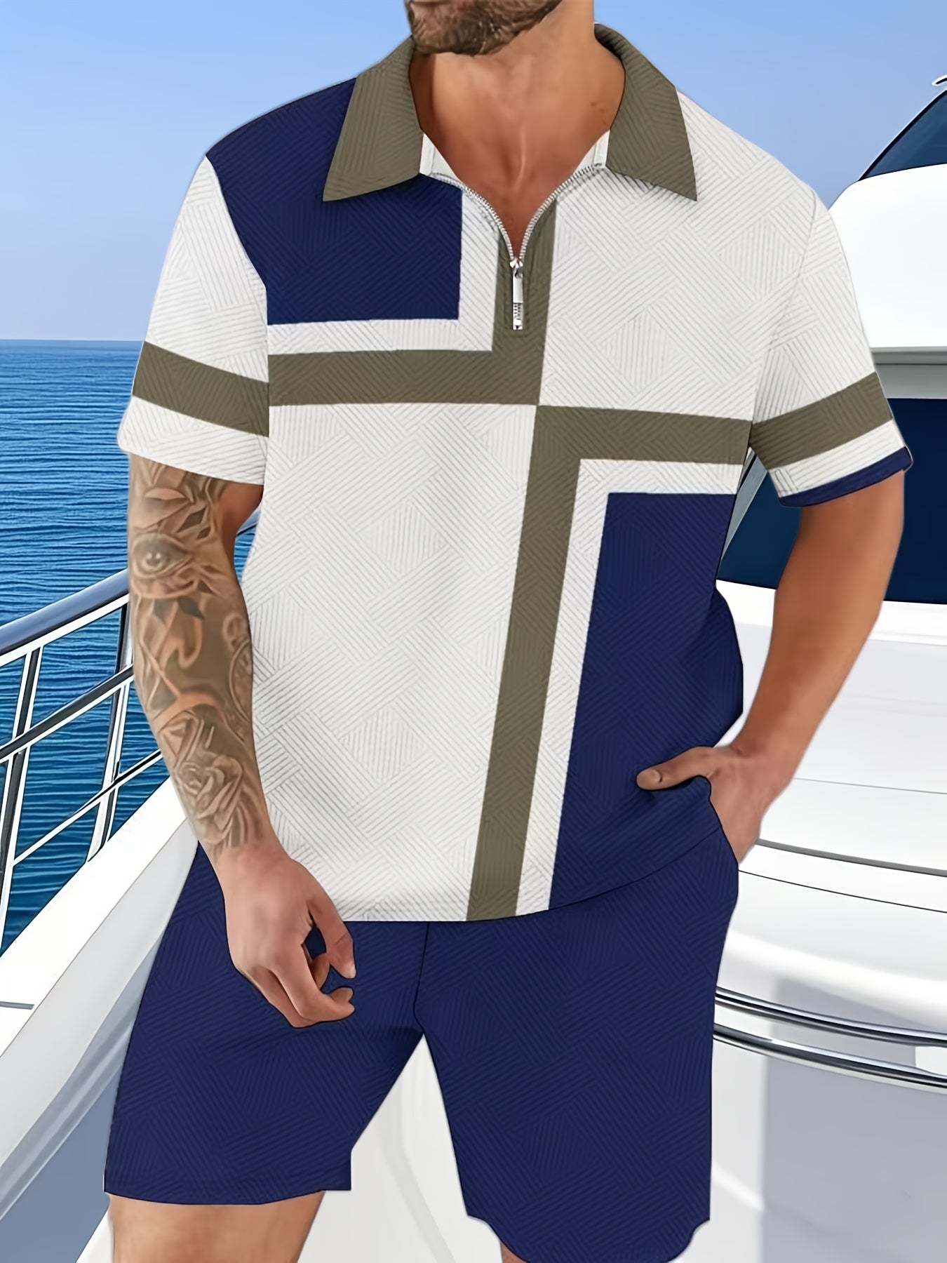 2Pc Men's Casual Sportswear Set 3D Printing T Shirt Shorts