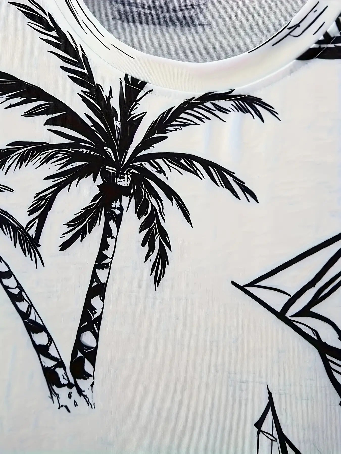Mens Tropical Palm Nautical Print Tee And Shorts Set