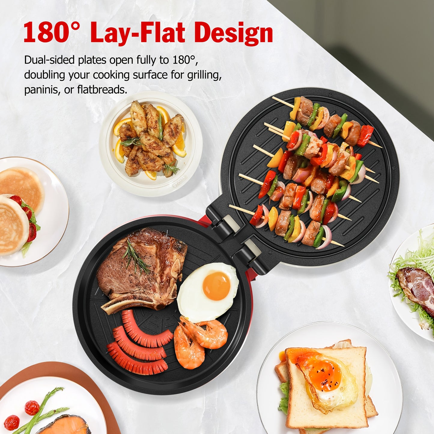 CACHOO 1500W Electric Smokeless Indoor Grill Pizza Maker