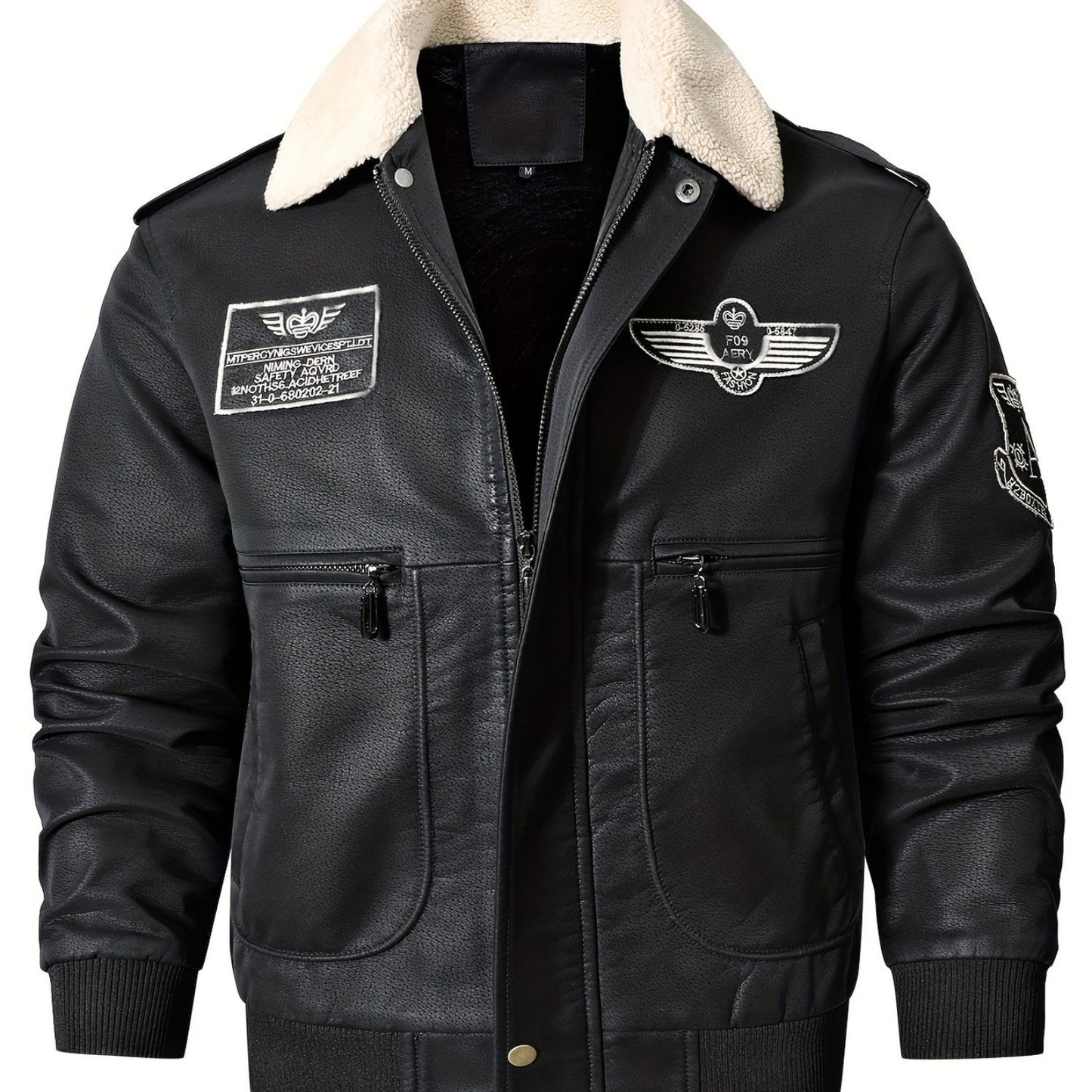 Men's Vintage Military Style Fleece Lined Bomber Jacket