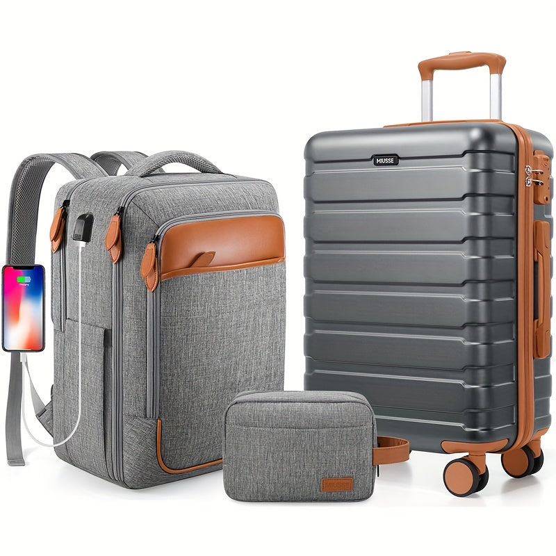 Hybrid Hardside Luggage Set With Spinner Wheels Carry On