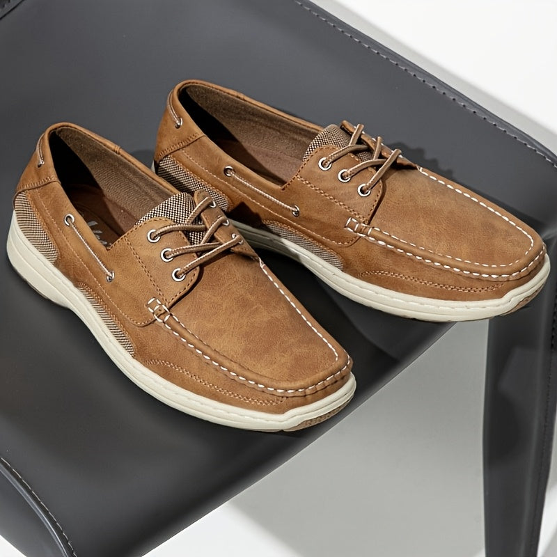 VOSTEY Men's Penny Loafer Slip On Boat Shoes Three Eye