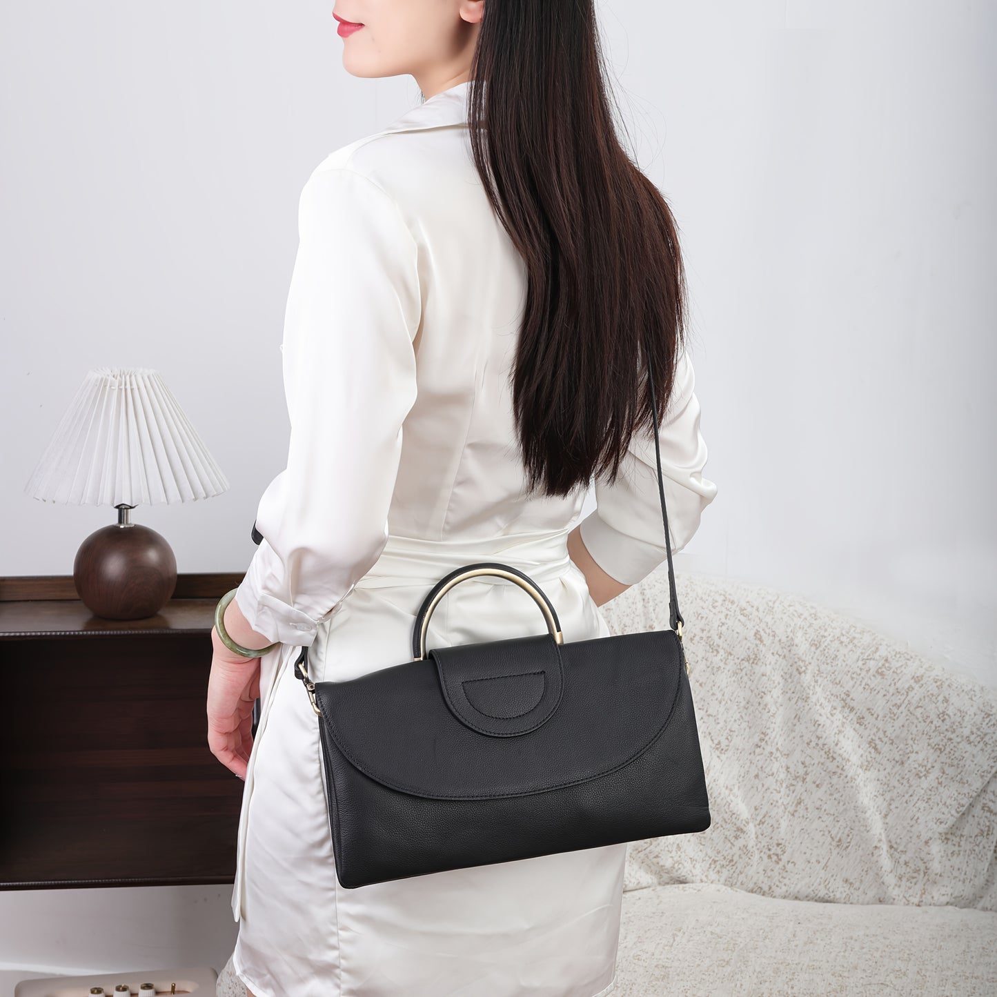 New Women's Top-Grain Cowhide Crossbody Bag by Unknown Brand