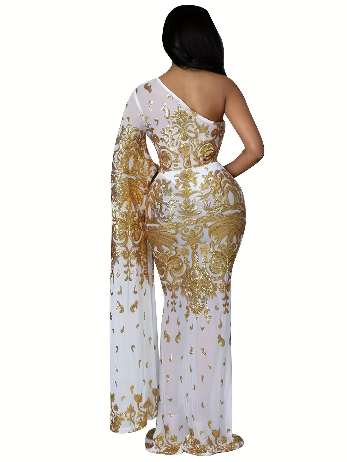 PORRCEY One Shoulder Sequin Bodycon Dress For Party