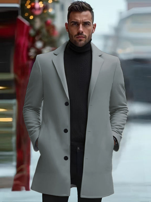 Slim Fit Fleece Coat With Lapel Collar Blazer Style Jacket