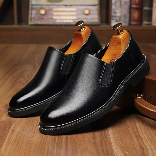 Men's Pointed Toe Slip On Loafers PU Insole Leather Upper