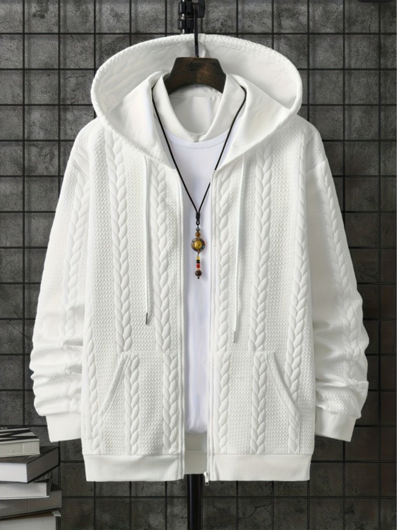 Mens Hooded Zip Up Jacket Lightweight Warm Coat Everyday