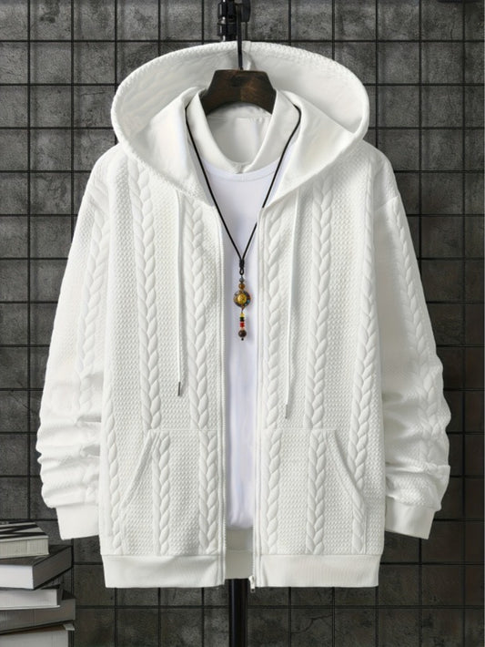 Mens Hooded Zip Up Jacket Lightweight Warm Coat Everyday