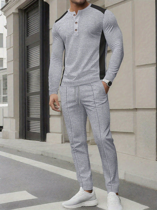 Mens Slim Fit Sweatshirt And Pants Set With High Neck