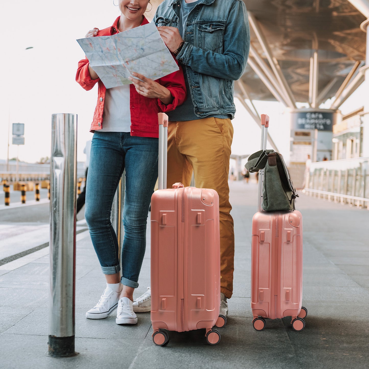 AUTOFOREVER 3pc Luggage Set With Corner Protectors TSA Lock