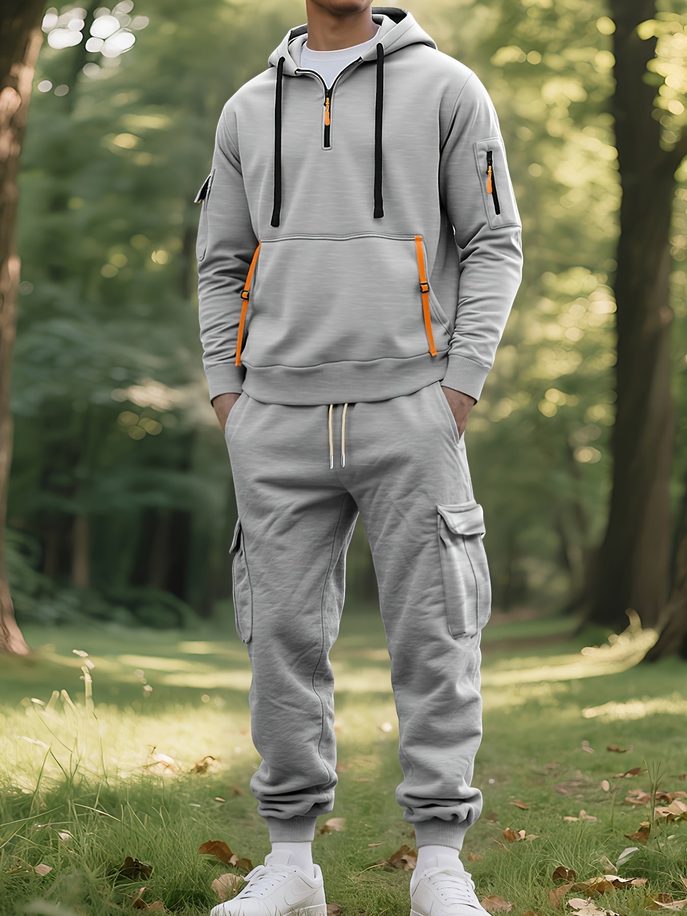 Mens Hooded Sports Set With Multi Pocket Utility Gear