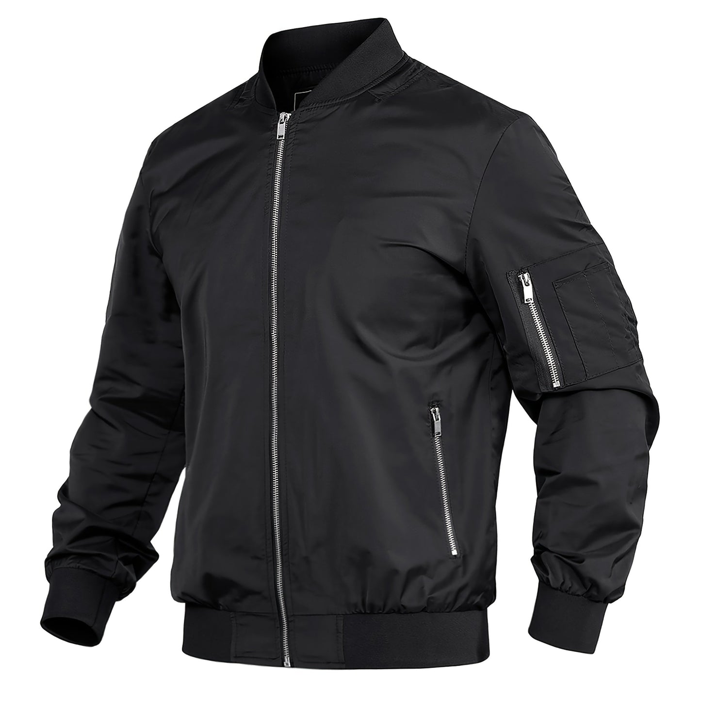 CRYSULLY Men's Light Windproof Bomber Jacket Zip Pockets
