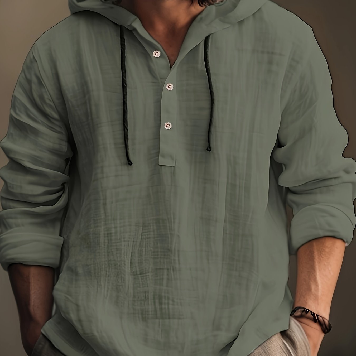 SCACTO Men Hooded Cotton Shirt Sweatshirt Long Sleeve Casual