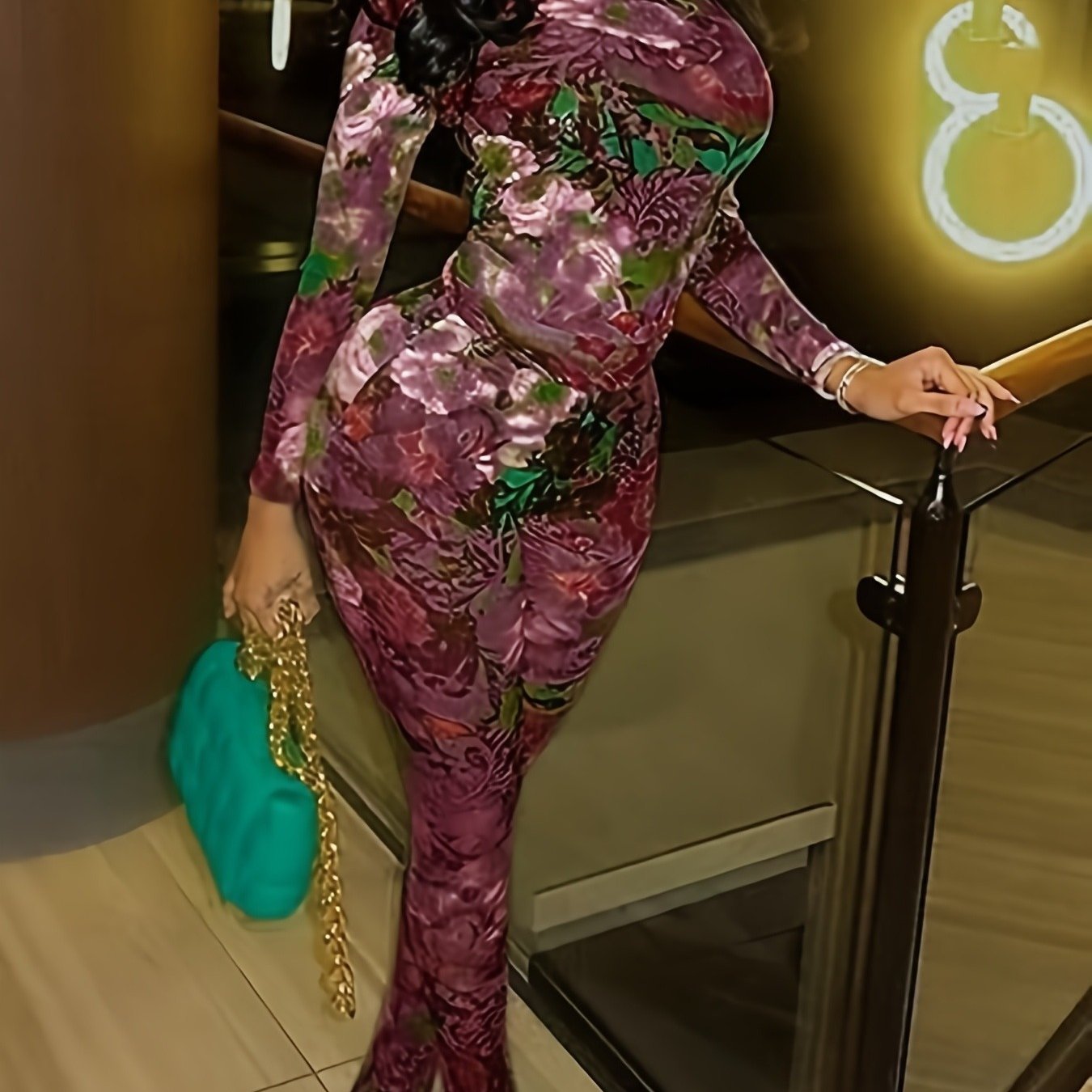 Floral Sheer Mesh Two Piece Set Women Retro Style Leisure
