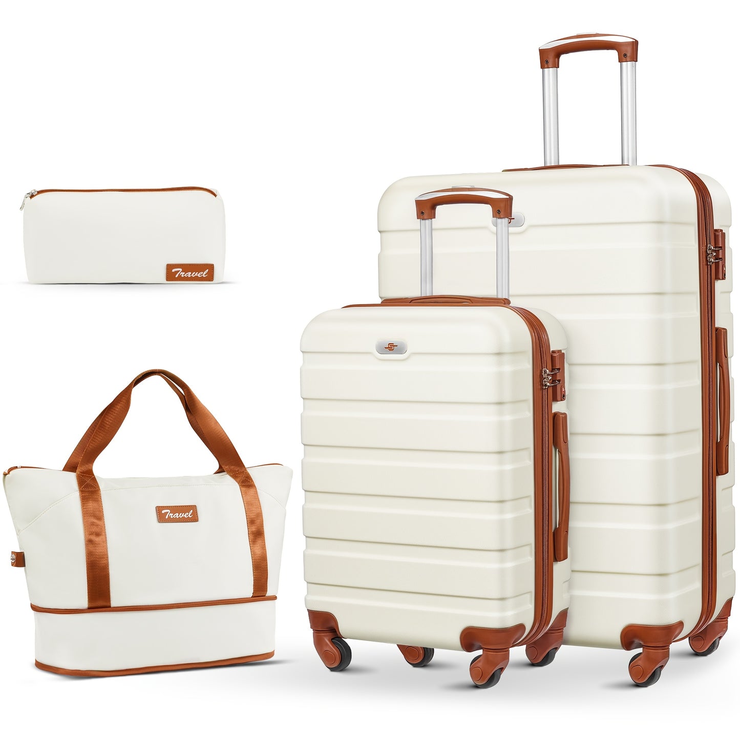 Sturdy Luggage Set With Expandable Duffle And Cosmetic Case