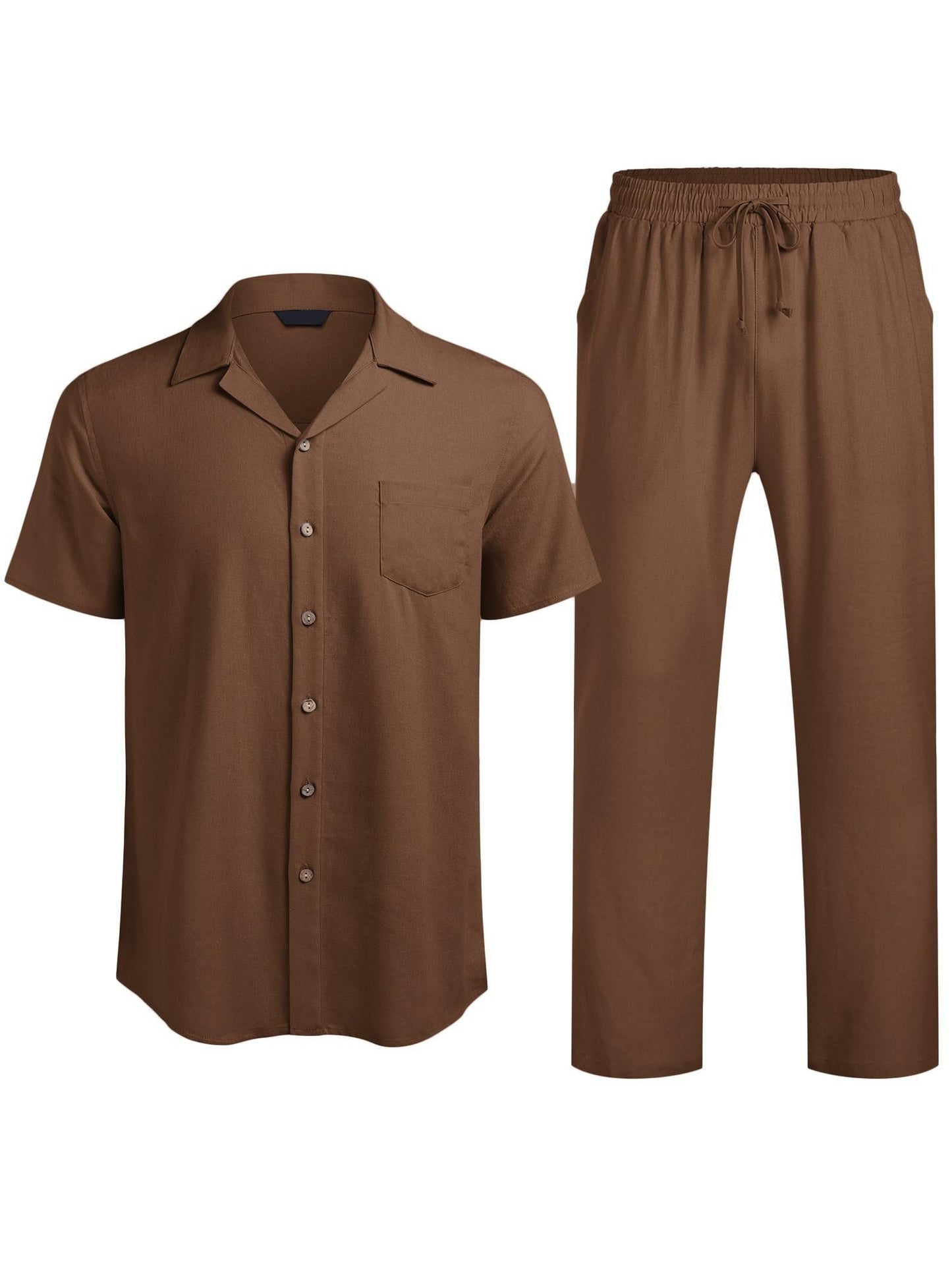 ELESOL Mens Linen Suit Two Piece Executive Set For Business