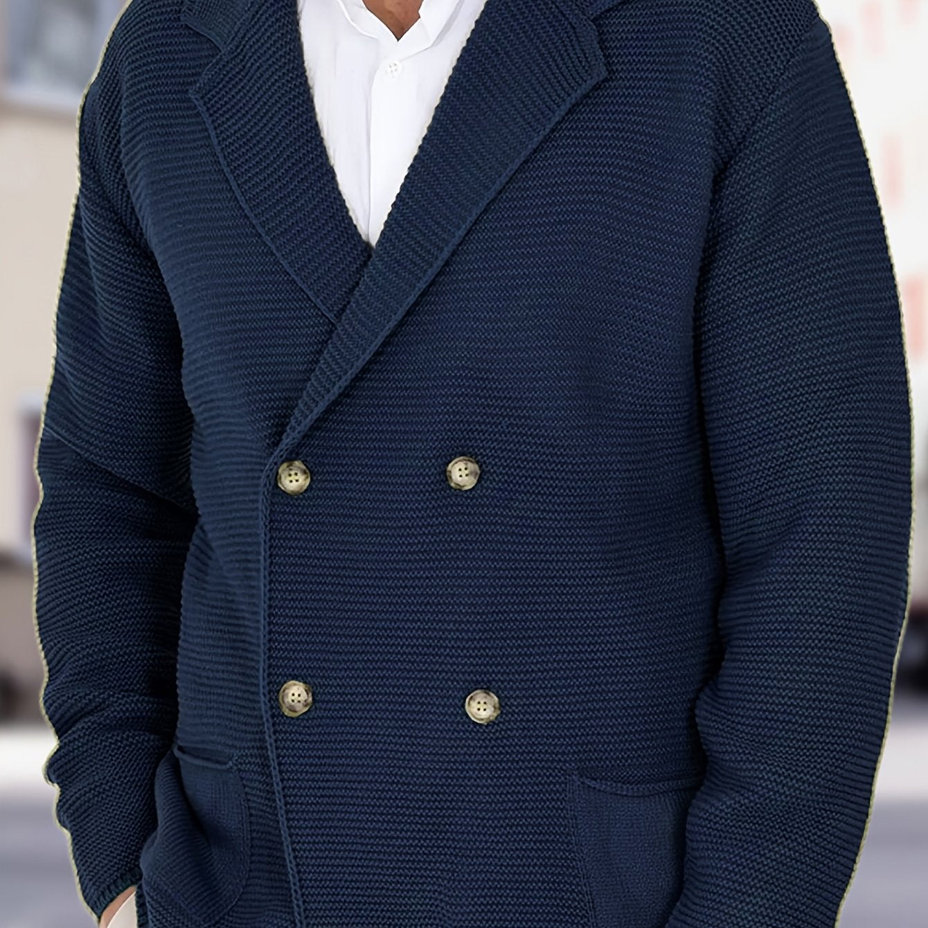 Mens Casual Knit Cardigan With Golden Tone Buttons Included