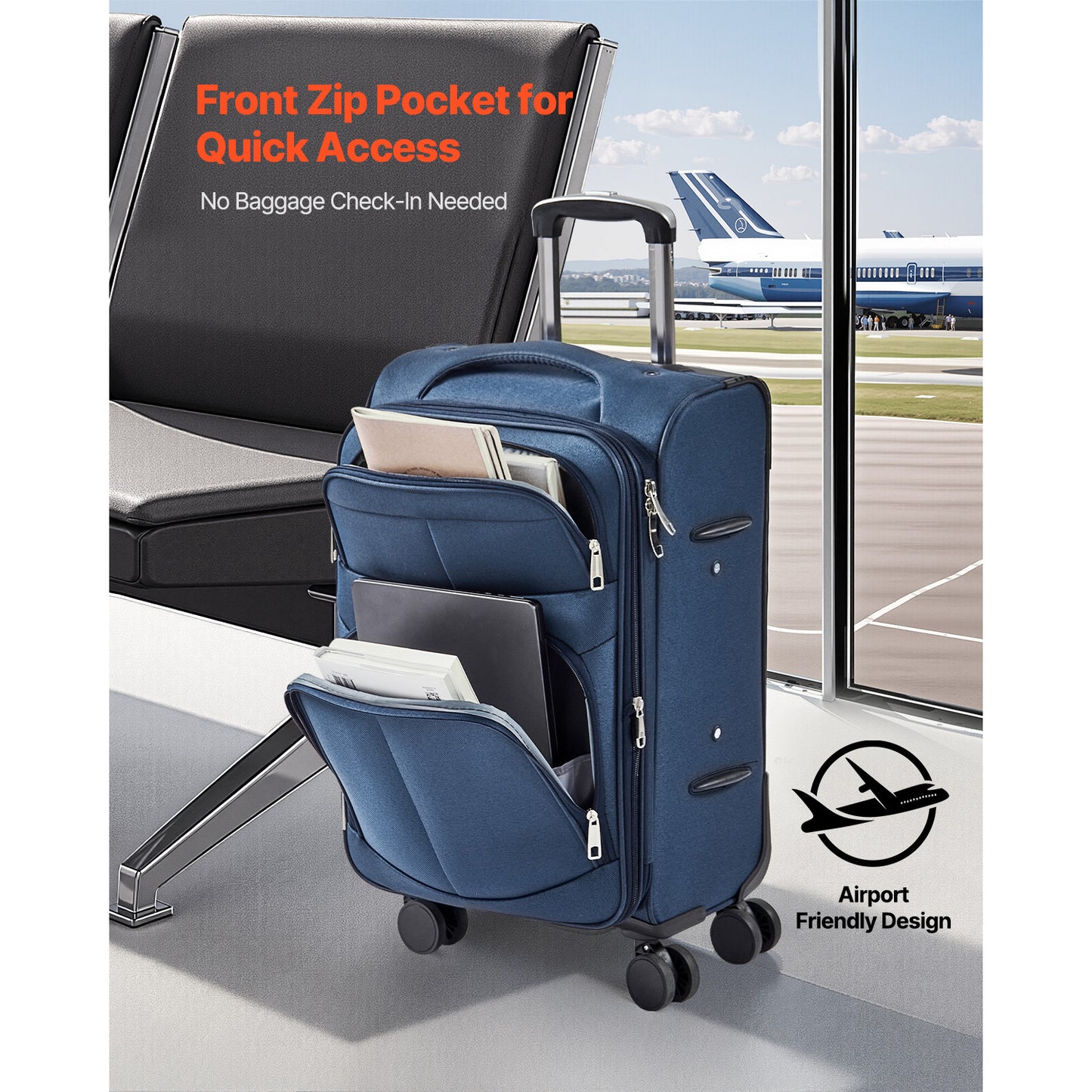 VEVOR Expandable Luggage With Spinner Wheels Carry On