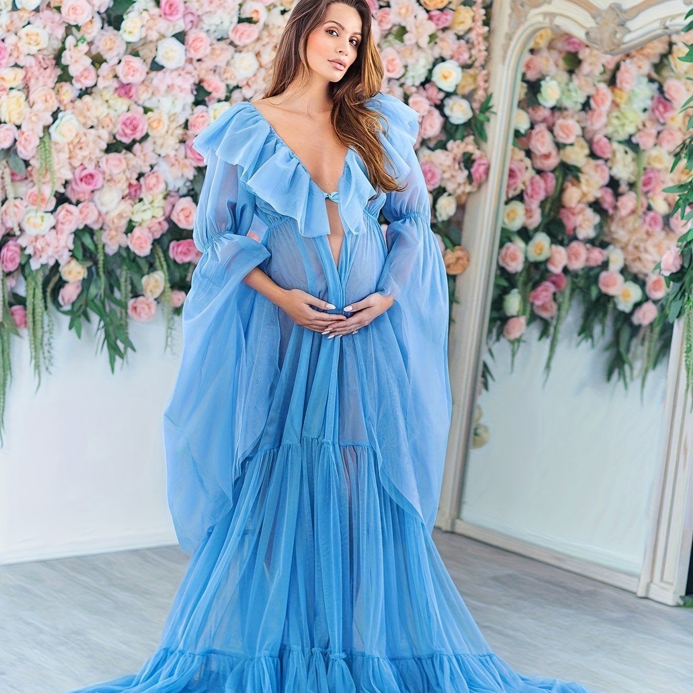 Fluffy Tulle Robe for Women Maternity Bridal Photoshoot