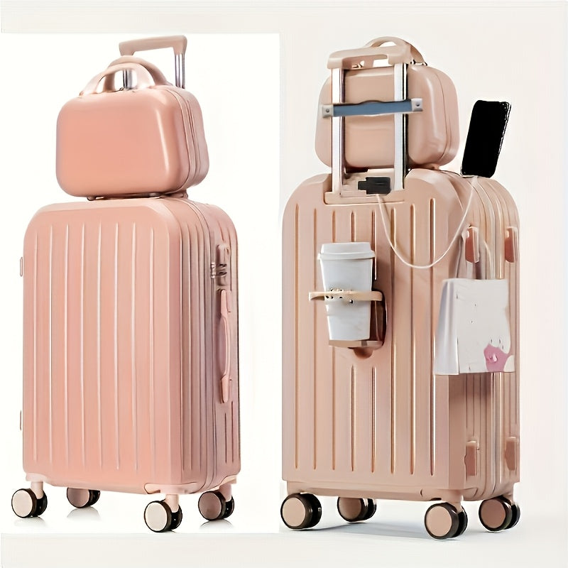 Minimalist Hard Shell Luggage Case Set With Zipper Trolley