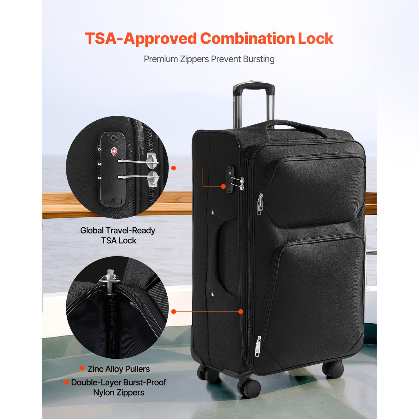 VEVOR Expandable Luggage With Spinner Wheels Carry On