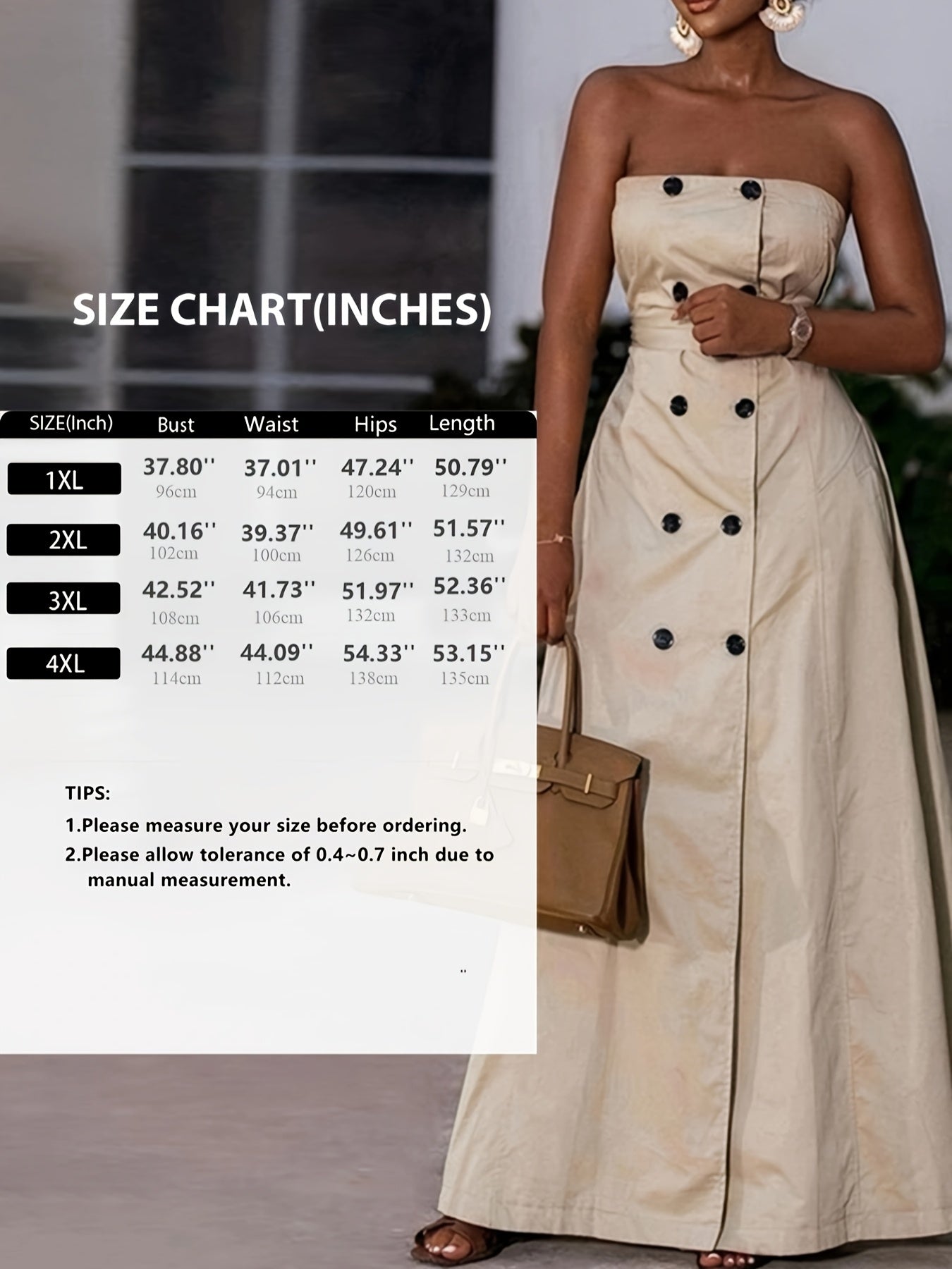 Lemongor Strapless Button Maxi Dress For Women A Line