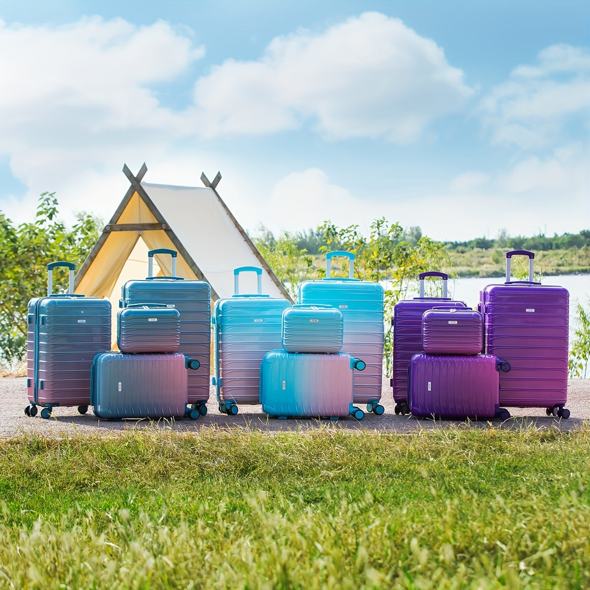 4pcs suitcase, hard-shell suitcase with spinner wheels, TSA lock, travel carry-on luggage - three colors to choose from, buy one get four, girly, bright color