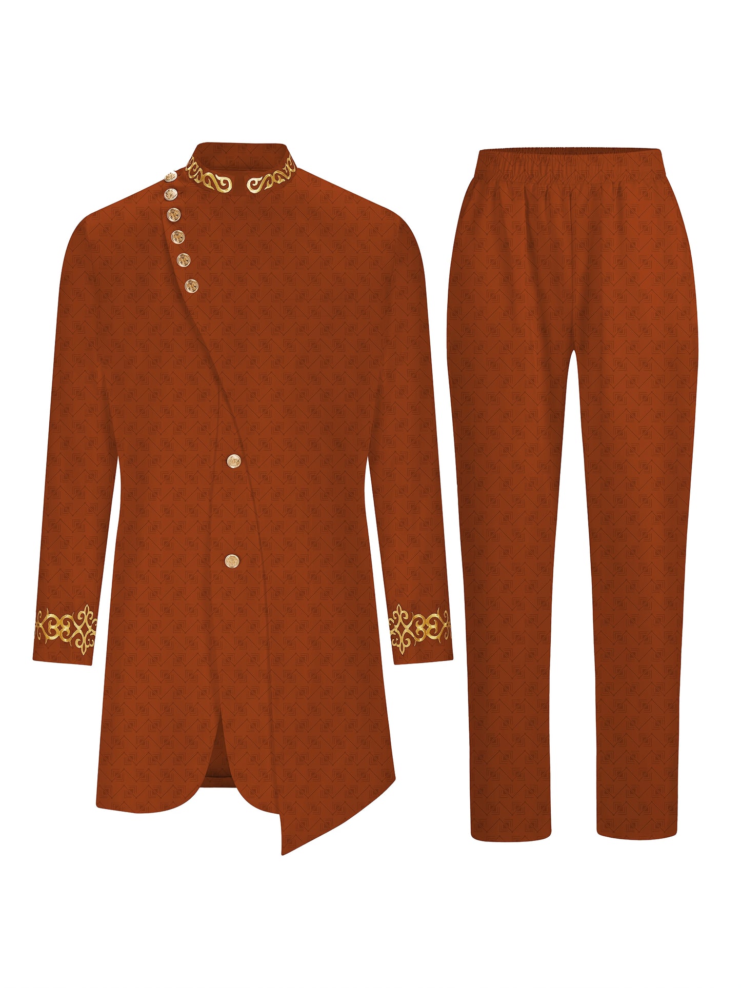 Geometric Pattern Men's Casual Two-Piece Suit Set Polyester