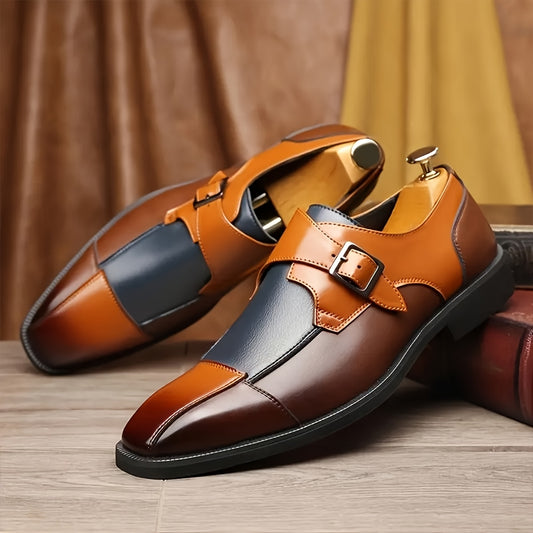 PU Microfiber Plaid Oxford Shoes Low Top Buckle Closure