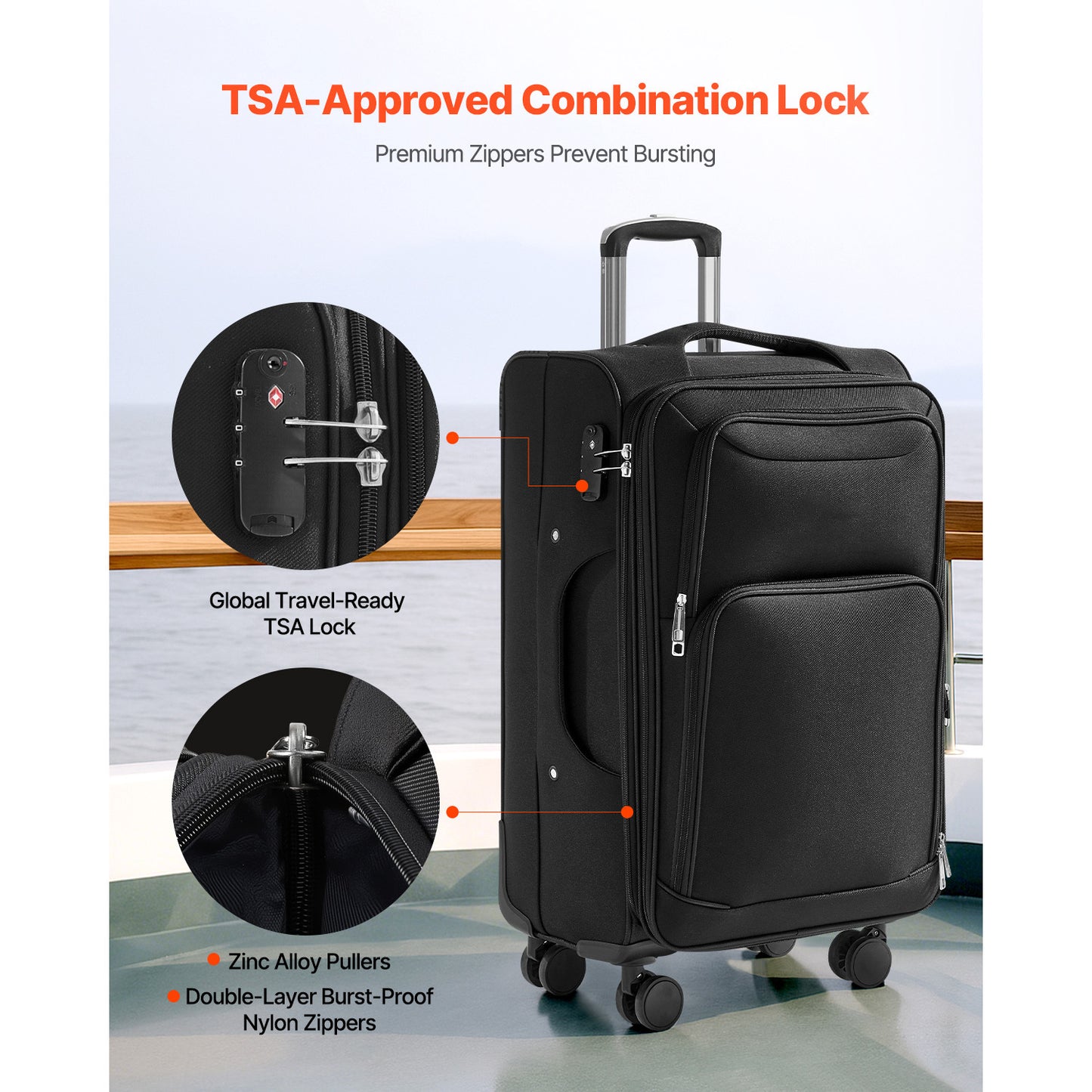 VEVOR Expandable Luggage With Spinner Wheels Carry On
