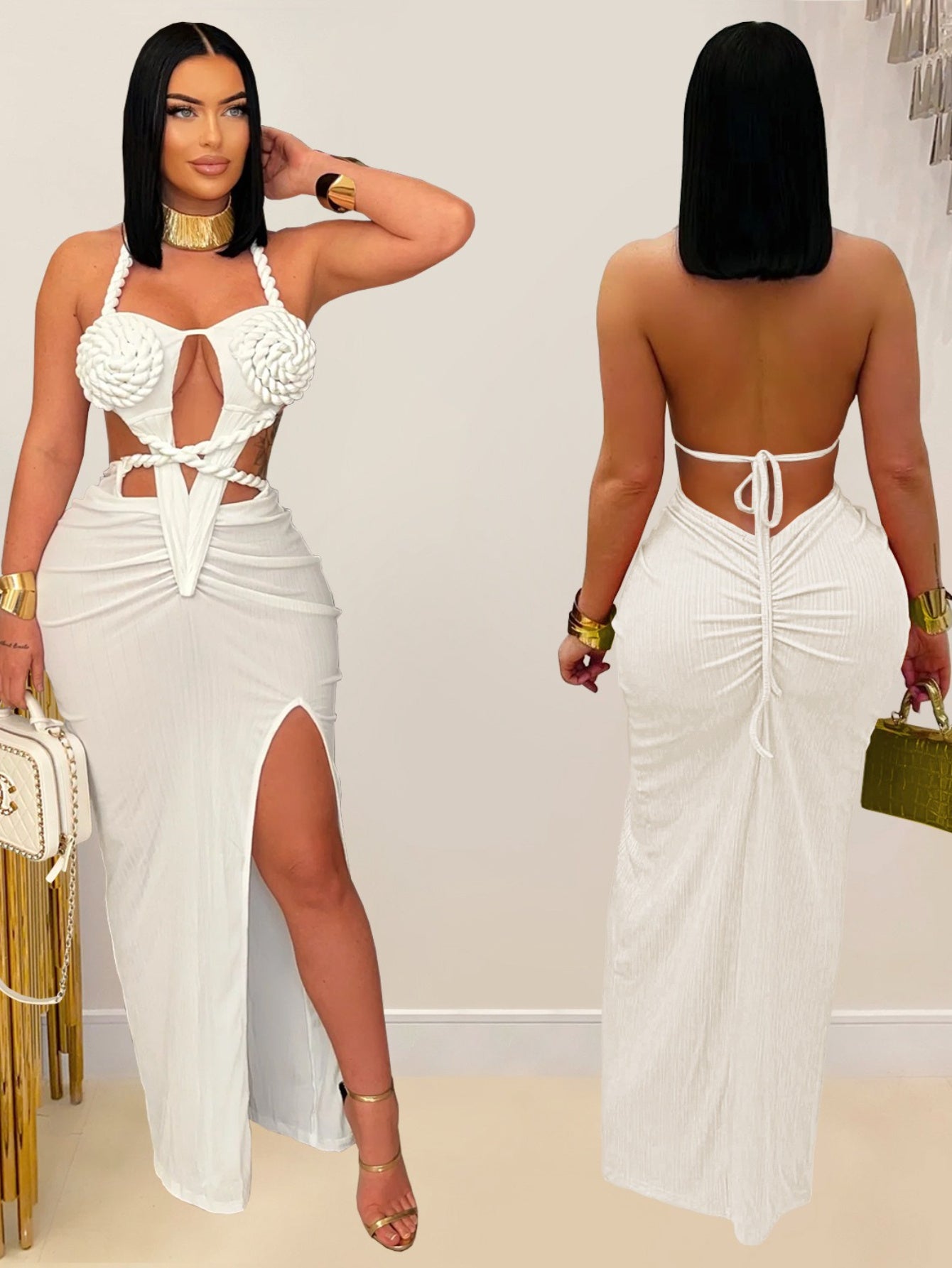 Bohemian Backless Halter Neck Mermaid Dress for Evening