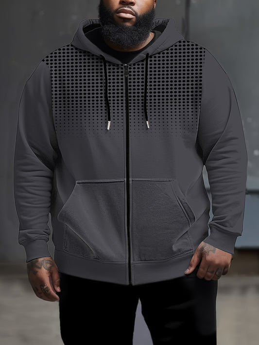 Men's Hooded Zip Up Hoodie Polka Dot Print Machine Washable