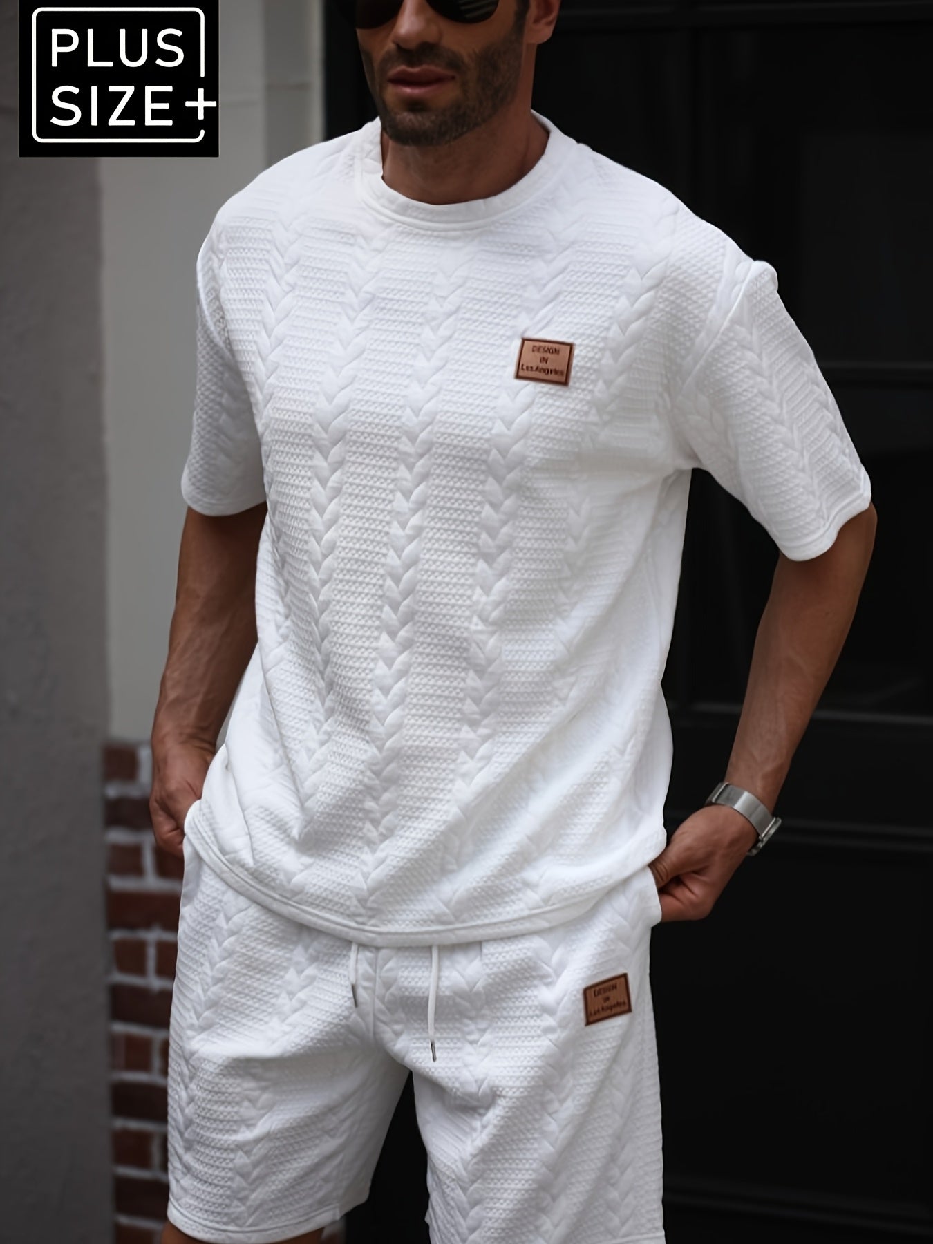 Mens Jacquard Two Piece Casual Set Breathable Homewear