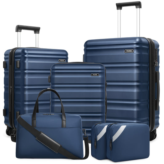Suitcase Set 6pcs, 20/24/28 IN Expandable Carry On Luggage With TSA Lock Spinner Wheels Telescopic Handle, PC Hard Shell Luggage Set