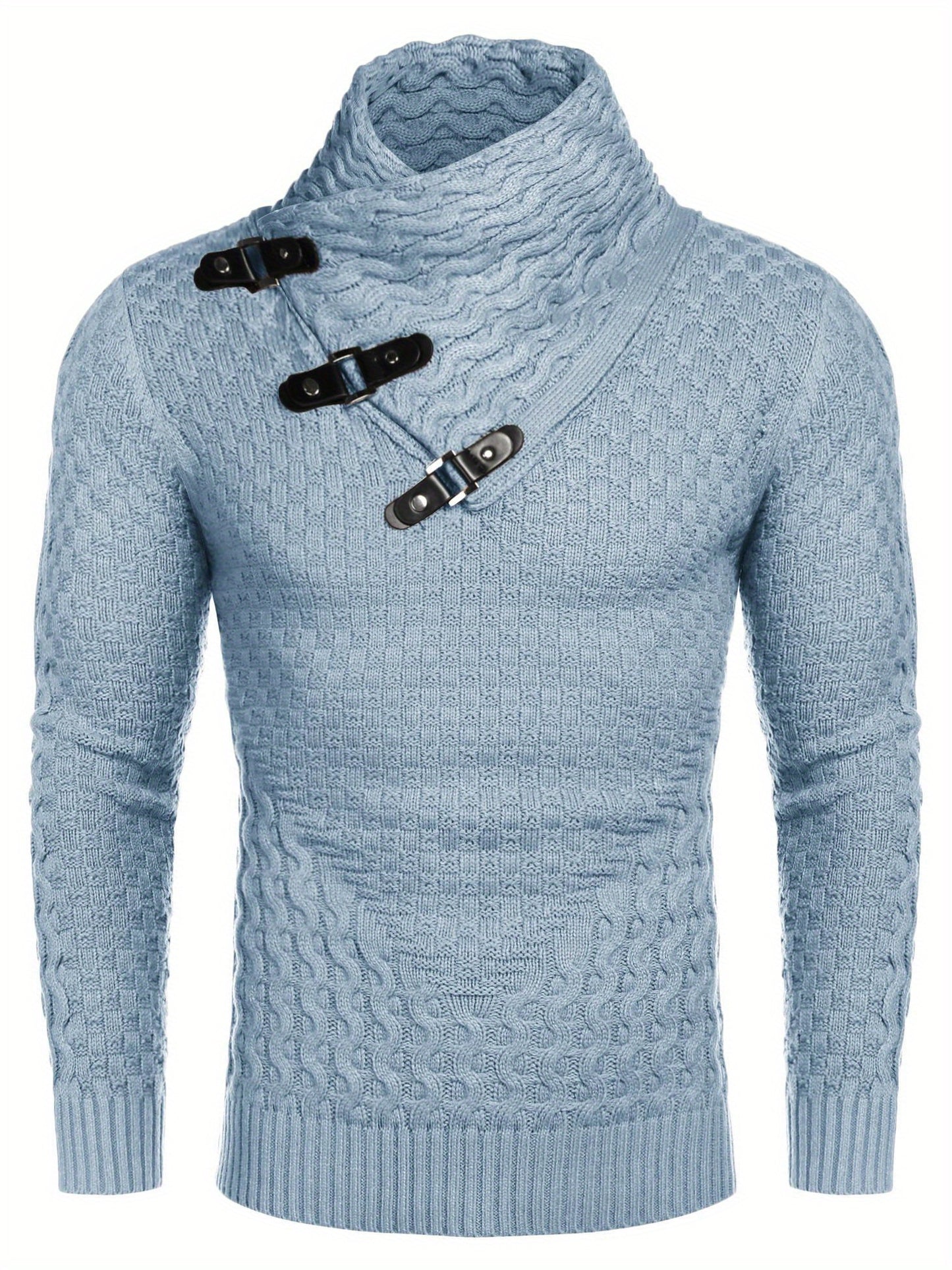 ELESOL Mens Knitted Turtleneck Sweater Slim Fit Pullover